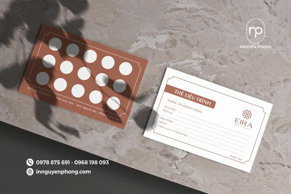 Thẻ liệu trình spa được thiết kế dưới dạng voucher